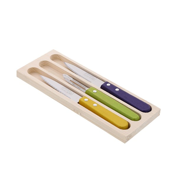 Комплект от 2 ножа и белачка от неръждаема стомана в подаръчна кутия за зеленчуци - Jean Dubost