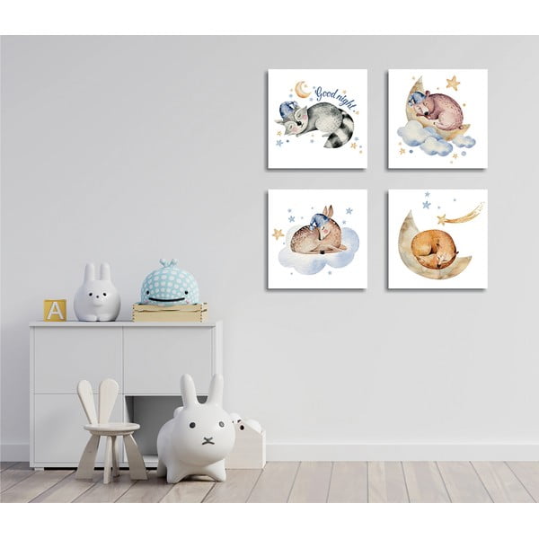Картини в комплект от 4 бр. 30x30 cm Good Night - Wallity-image-1