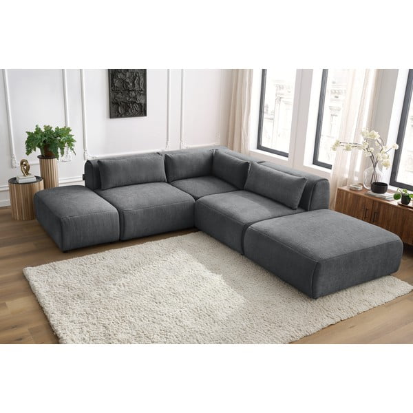 Сив ъглов диван (променлив) Jeanne - Bobochic Paris-image-1