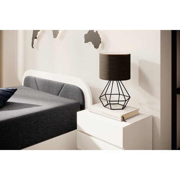 Бяло тъмносиво единично тапицирано легло ПДЧ с място за съхранение с включен матрак 80x190 cm Parys – ELTAP-image-4