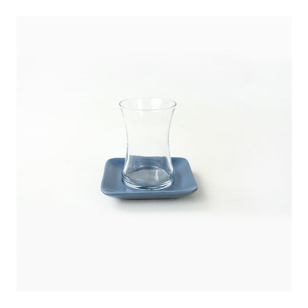 Комплект бели и сини керамични съдове от 21 части - My Ceramic-image-3