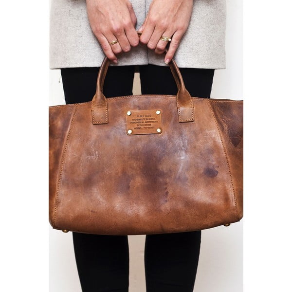 Hnědá kožená kabelka O My Bag Fly Violet Midi-image-1