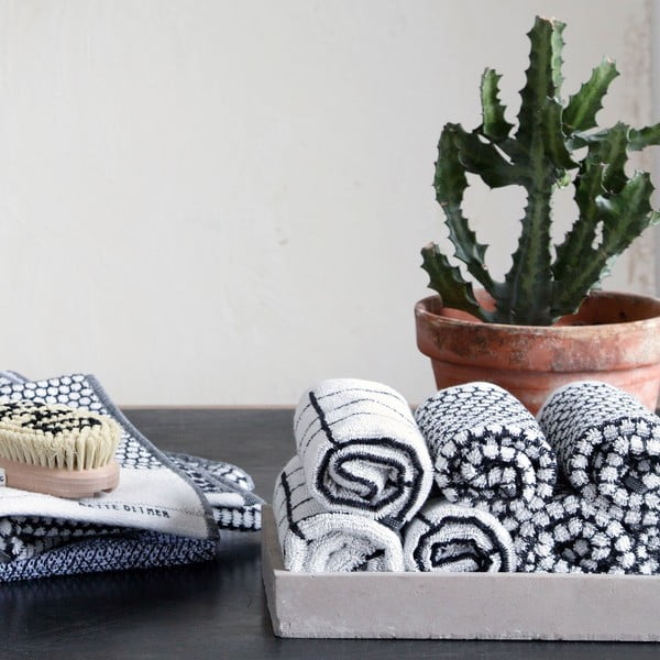Черно-бели памучни кърпи в комплект от 2 броя 40x60 cm Grid - Mette Ditmer Denmark-image-2