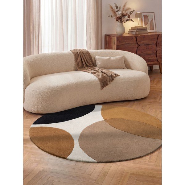 Вълнен кръгъл килим в цвят кафяв коняк ø 200 cm Ruvia – Villeroy&Boch-image-1