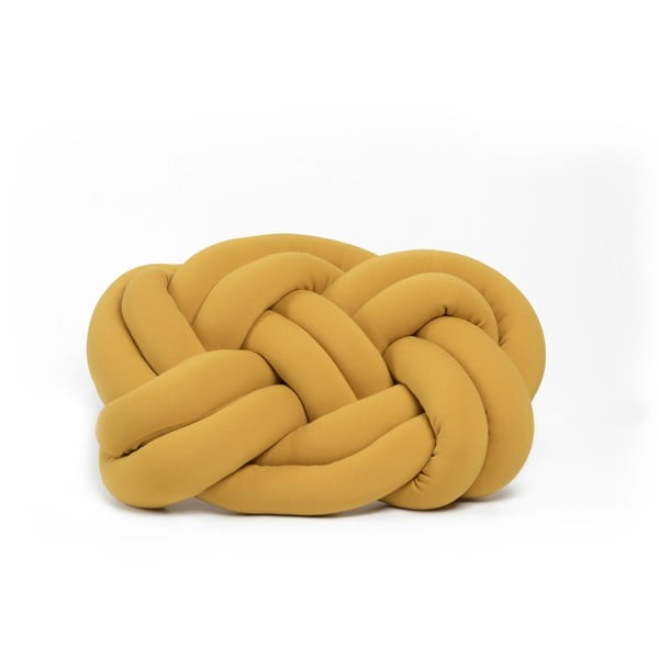 Декоративна възглавница Cloud Knot в горчично жълто, 40 x 32 cm - Homemania