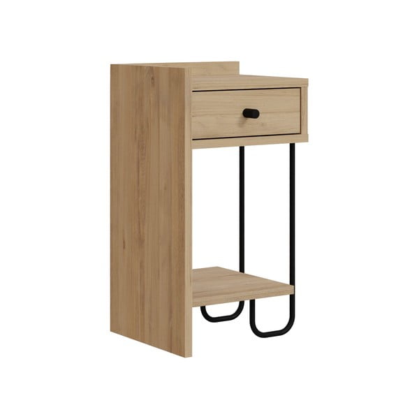Нощно шкафче в дъбов декор с рафтове в естествен цвят Mercure - Marckeric-image-2