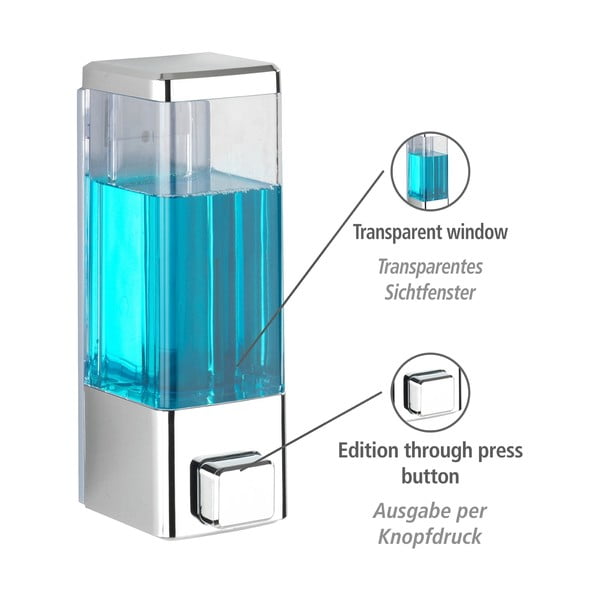 Пластмасов диспенсър за сапун за стена в сребристо 0,32 л Istres - Wenko-image-3