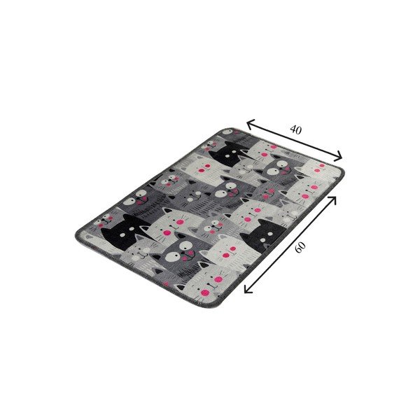 Сив килим за баня 40x60 cm Meow – Foutastic-image-4