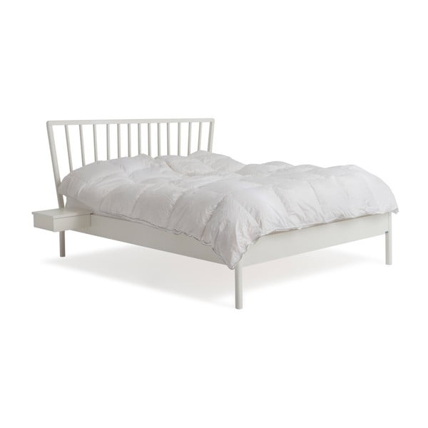Bílá ručně vyráběná postel z masivního březového dřeva Kiteen Koli, 160 x 200 cm