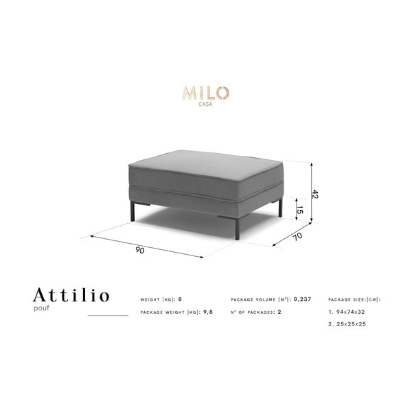 Синя табуретка за крака Attilio - Milo Casa-image-4