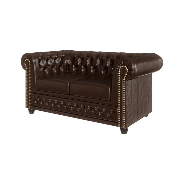 Тъмнокафяв разтегателен диван от изкуствена кожа 148 cm York - Ropez