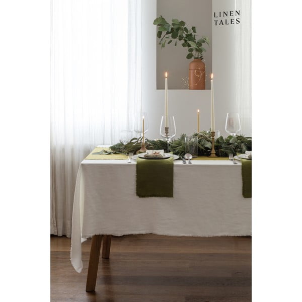 Класическа бяла ленена покривка за маса, 140 x 200 cm - Linen Tales-image-4