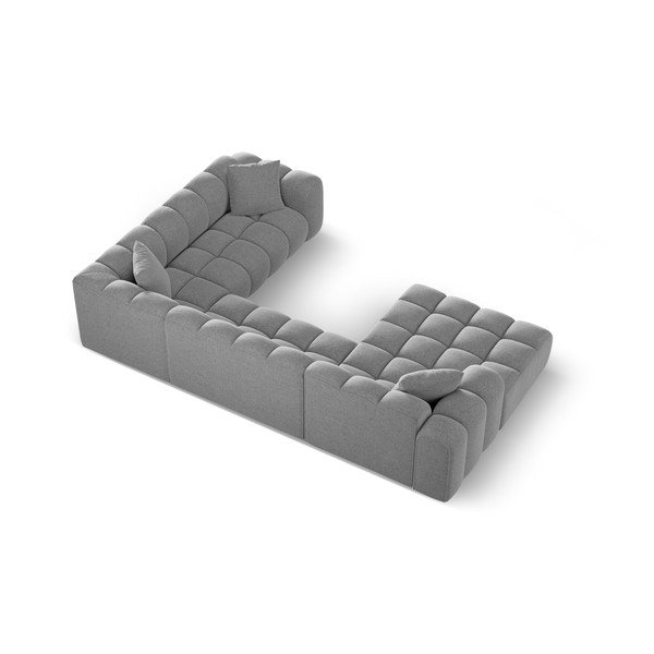 Светлосив шенилов ъглов диван (десен ъгъл/U форма) Treno – Cosmopolitan Design-image-3