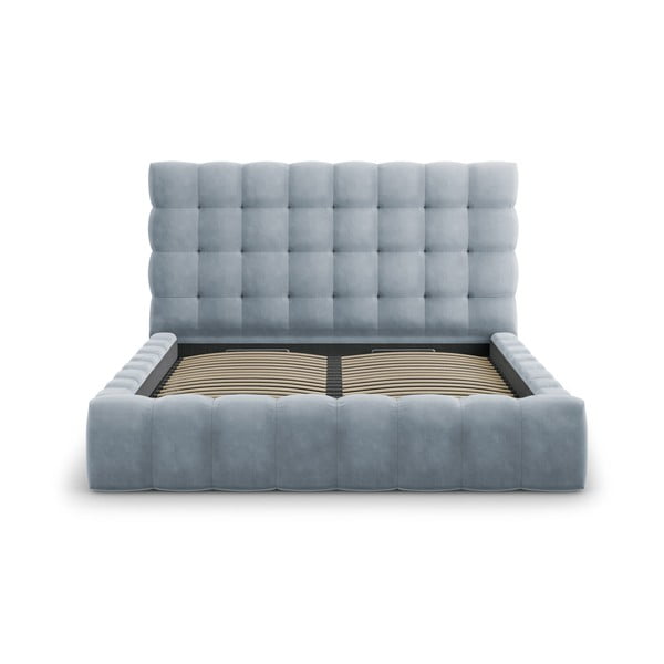 Светлосиньо тапицирано двойно легло с място за съхранение и решетка 180x200 cm Bali - Cosmopolitan Design-image-3