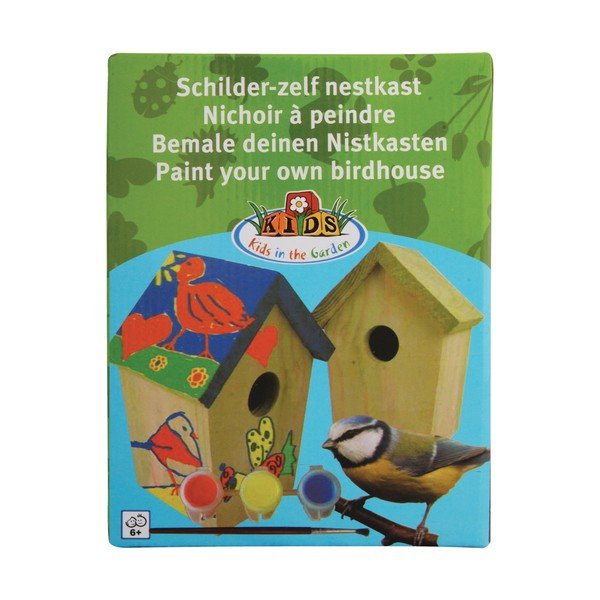 Дървена къщичка за птици с цветове - Esschert Design-image-1