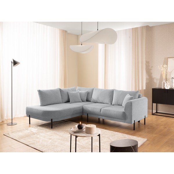 Светлосив шенилов ъглов диван (ляв ъгъл/L форма) Mauris  – Ropez-image-1