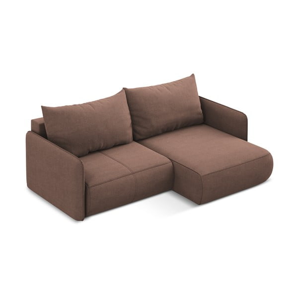 Розов разтегателен ъглов диван с място за съхранение (десен ъгъл) Nanea – Makamii-image-4