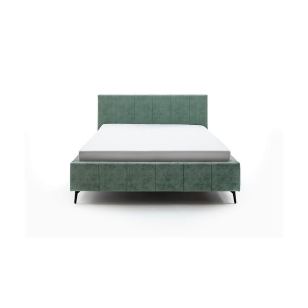 Зелено тапицирано двойно легло с място за съхранение с включена подматрачна рамка 180x200 cm Lizzano – Meise Möbel-image-2
