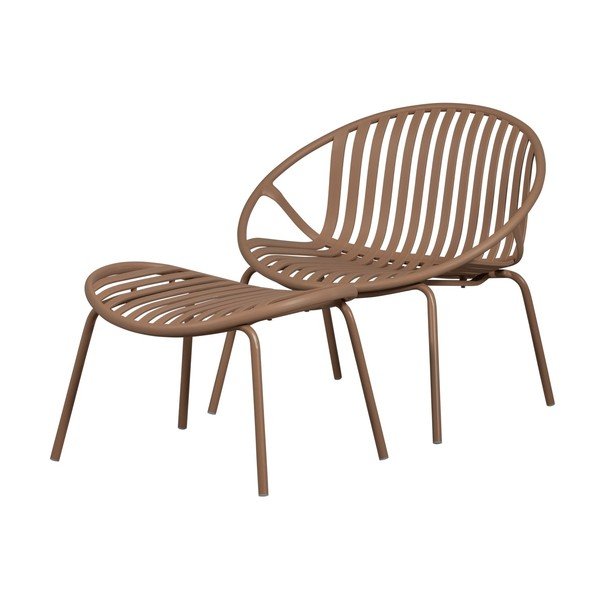 Розово пластмасово градинско кресло с табуретка за крака Bruce – WOOOD