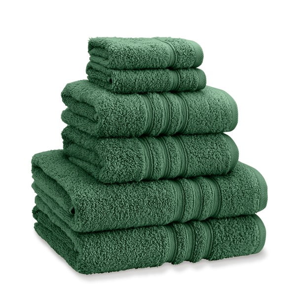 Тъмнозелени памучни хавлии и кърпи за баня в комплект от 6 бр. от тери Zero Twist – Catherine Lansfield