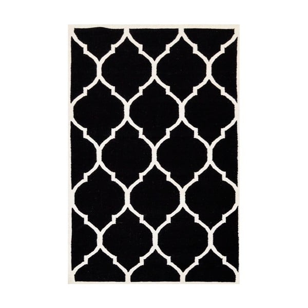 Ručně tkaný černý koberec Caroline, 200x140cm