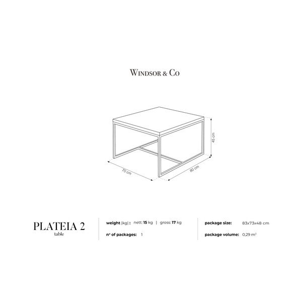 Масичка за кафе с плот Plateia, 80 x 70 cm - Windsor & Co Sofas-image-2