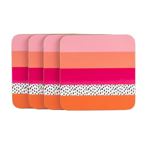 Комплект от 4 розово-оранжеви подложки Stripe - Navigate