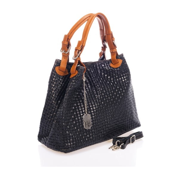 Тъмносиня кожена чанта Federica Bass Hydri - Federica Bassi-image-2