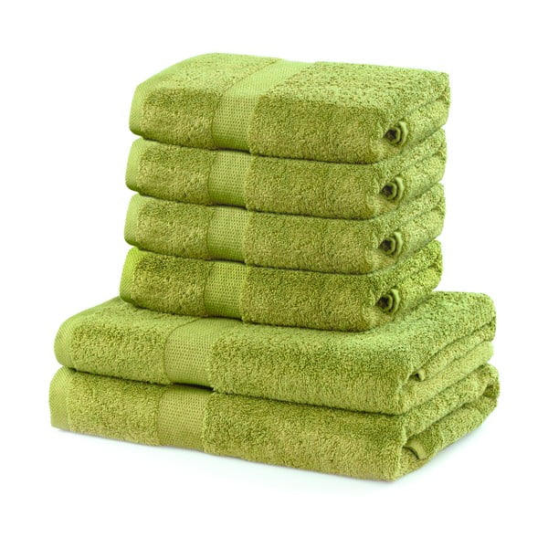 Комплект от 2 памучни кърпи в зелено и 4 кърпи Marina - DecoKing
