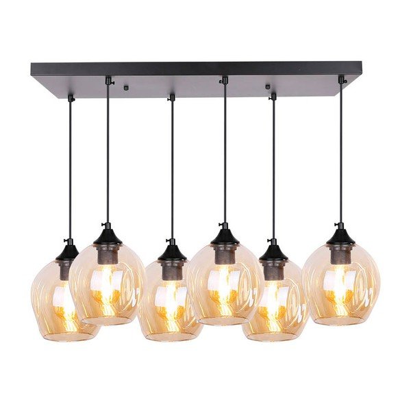 Черна висяща лампа със стъклен абажур 33x67 cm Aspa - Candellux Lighting-image-2