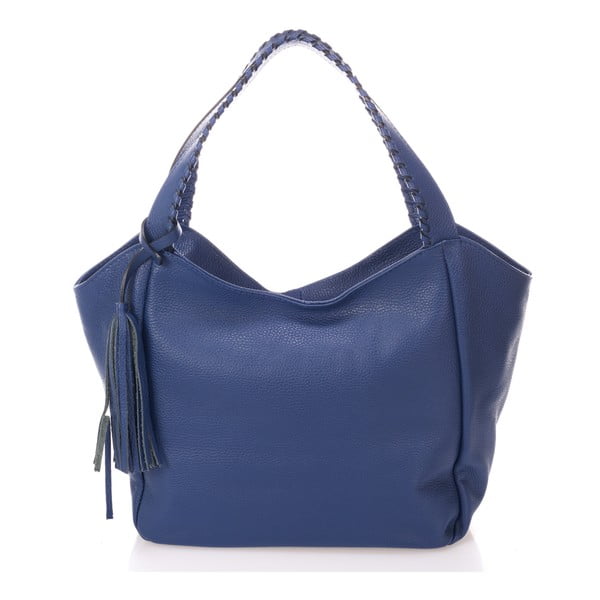 Синя кожена чанта Lora - Giulia Massari