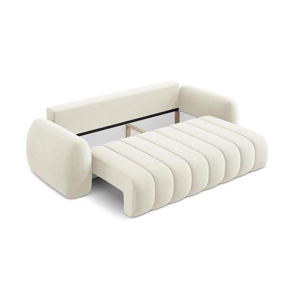 Бежов разтегателен диван с място за съхранение от букле 266 cm Pele – Makamii-image-3