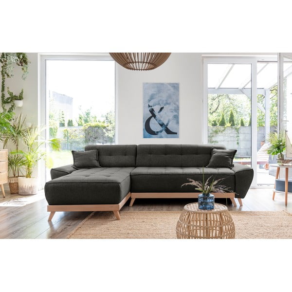 Тъмно сив разтегателен диван променлив ъглов диван Dazzling Daisy - Miuform-image-1