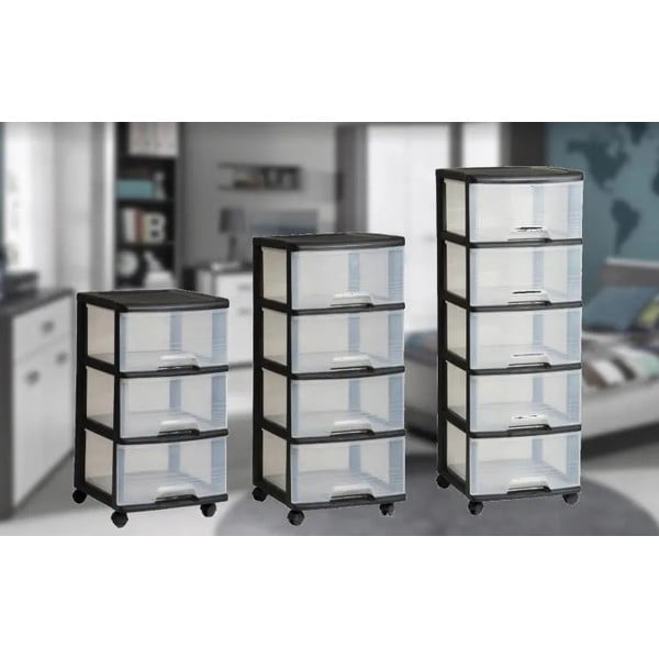 Пластмасовa подвижнa етажерка в черно с прозрачни чекмеджета 37x61 cm – Curver-image-2