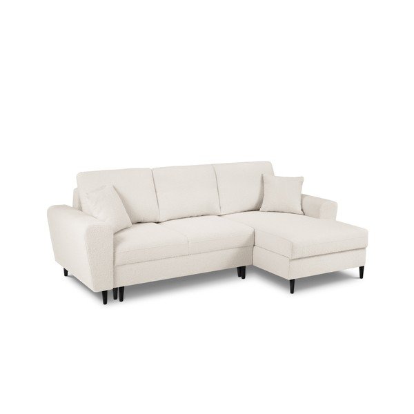 Бежов разтегателен ъглов диван с място за съхранение от прежда с примки от букле (десен ъгъл) Kyoto – Cosmopolitan Design-image-1