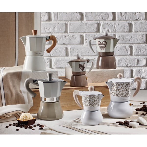 Сив чайник за мока за 3 чаши Hearbeat Dove - Brandani-image-1