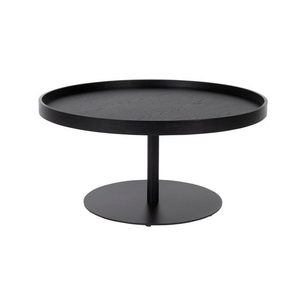 Черна кръгла масичка за кафе с дъбов плот ø 70 cm Yuri L – White Label