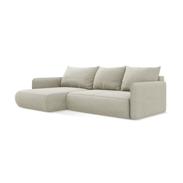 Кремав разтегателен ъглов диван с място за съхранение (ляв ъгъл) Nanea – Makamii-image-3