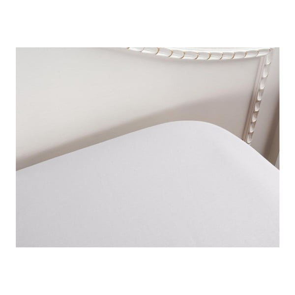 Bílé elastické bavlněné prostěradlo na dvoulůžko Madame Coco, 160 x 200 cm