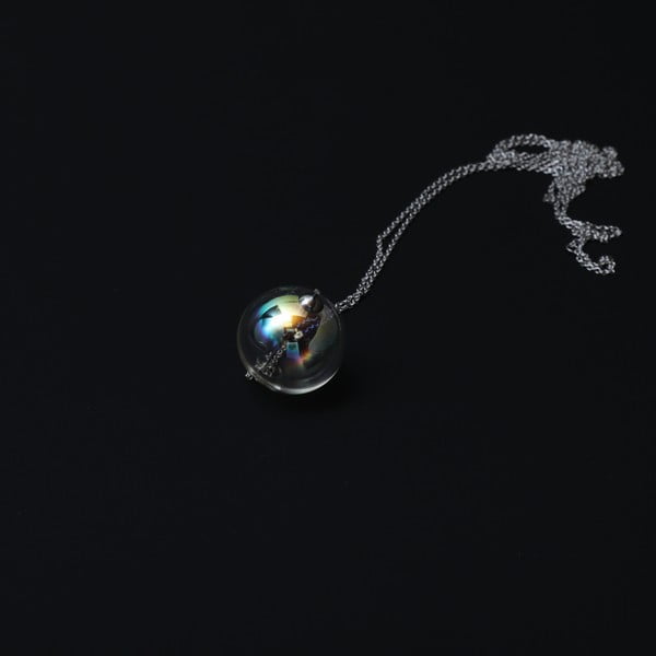 Стъклена висулка на верижка Неон, размер на мънистото ⌀ 2,5 cm - Ko-ra-le