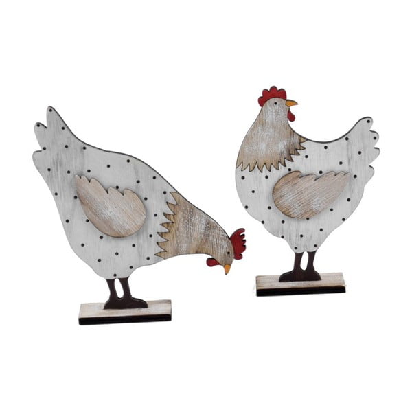Комплект от 2 малки дървени декорации във формата на пилета Ego Dekor, 13 x 19 cm - Ego Dekor