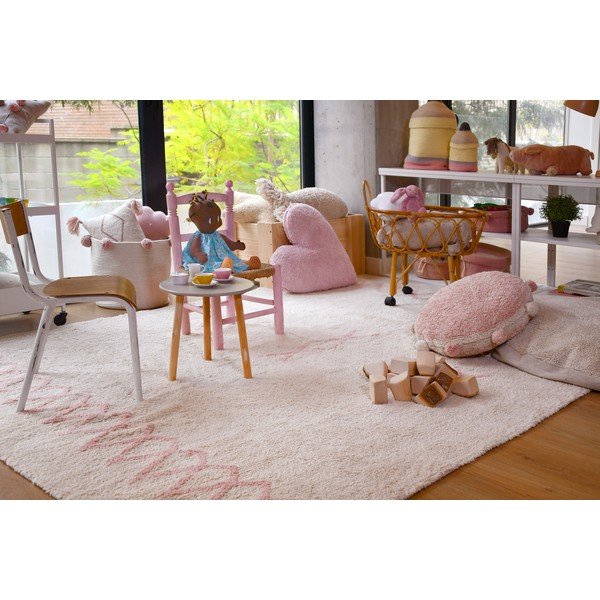 Розов и кремав ръчно изработен памучен килим подходящ за пране 170x240 cm Atlas Natural – Lorena Canals-image-1