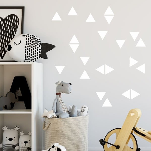 Комплект бели стикери за стена Триъгълник - North Carolina Scandinavian Home Decors