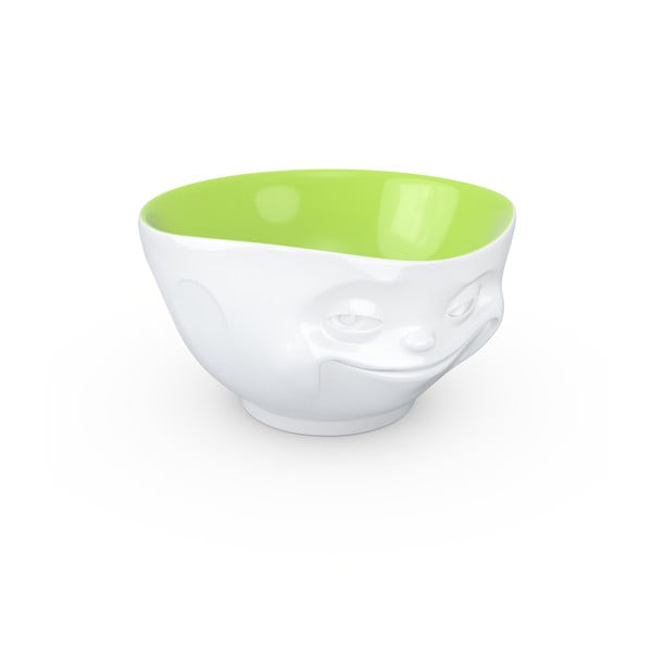 Усмихната порцеланова купа в бяло и шам фъстък - 58products-image-2