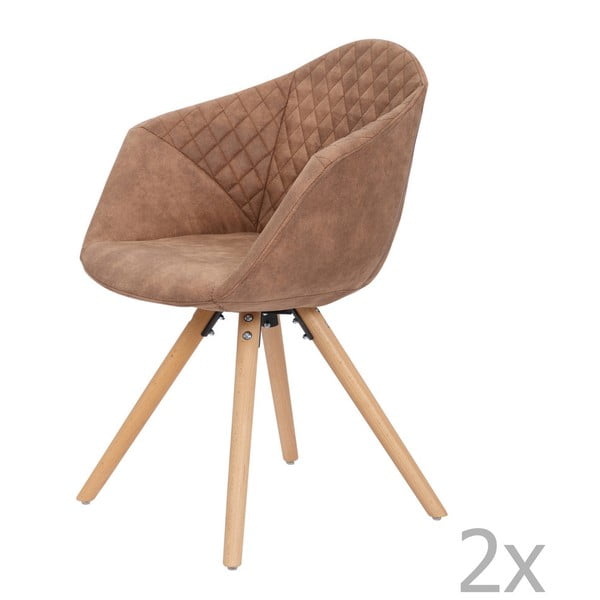 Комплект от 2 кафяви трапезни стола Luke - 360 Living