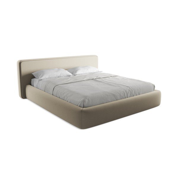 Бежово двойно тапицирано легло с място за съхранение и включена подматрачна рамка 180x200 cm Kiana – Makamii-image-2