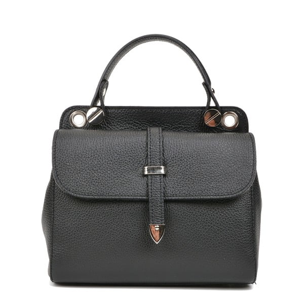 Черна кожена чанта с 2 джоба - Carla Ferreri