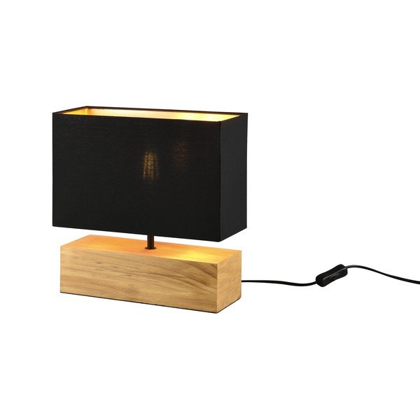 Черна и естествена настолна лампа с текстилен абажур (височина 30 cm) Woody – Reality-image-1