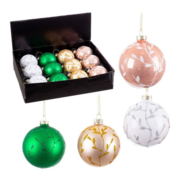 Стъклени коледни топки в комплект от 12 броя - Casa Selección-image-1