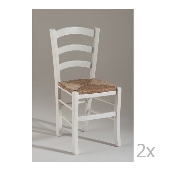 Sada 2 bílých dřevěných jídelních židlí Castagnetti Sedia